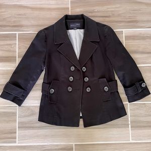 Banana Republic | 3/4 Sleeve Textured Cotton Blazer | Black | Size 2